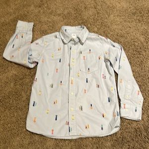 GAP Kids Boys sz M long sleeved button down Skateboard dress shirt